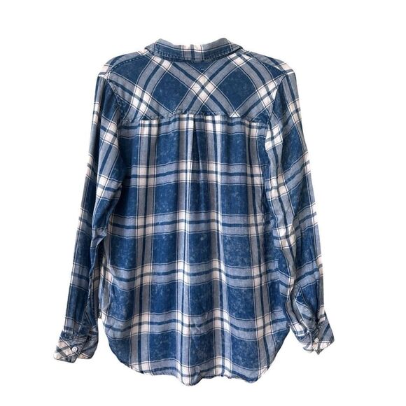 Rails Women's Plaid Cloud Wash Hi-Low Button-up Hunter Shirt Ocean Blush Medium - Picture 2 of 7